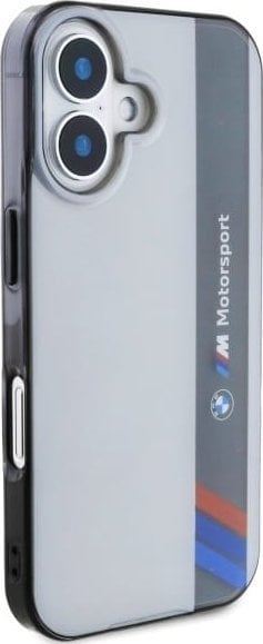 BMW Motosport IML Vertical Stripe Case for iPhone 16 6.1" Grey - BMHCP16S23HTFEG