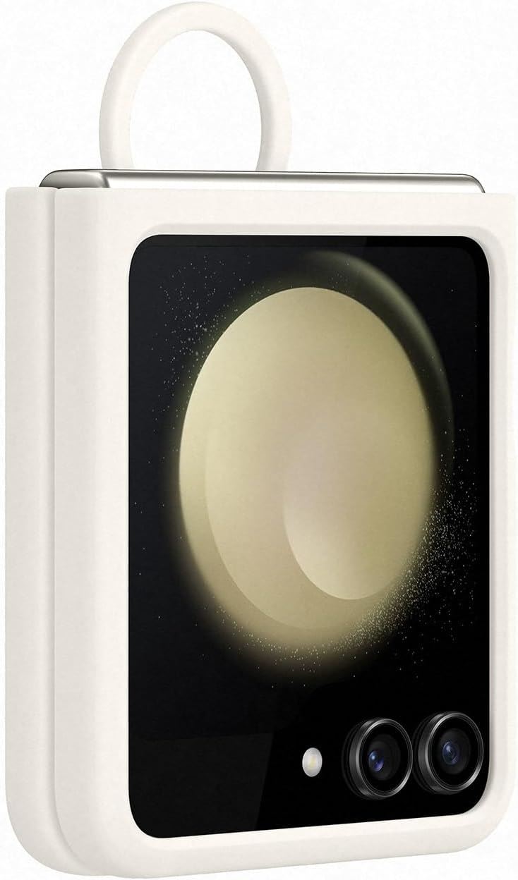 Official Samsung Galaxy Z Flip 5 Silicone Case with Ring Cream - EF-PF731TUEGWW