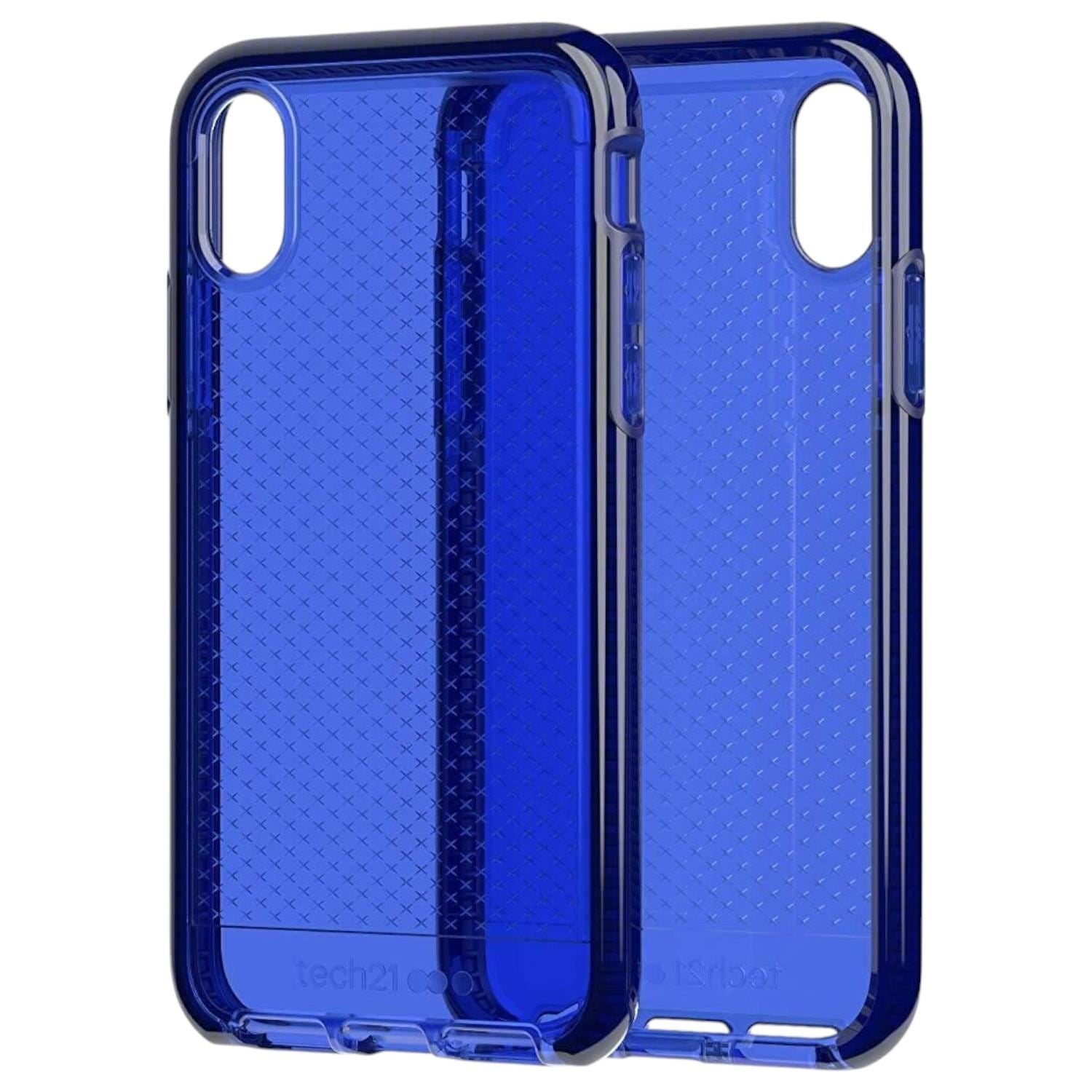 Tech21 Protective Apple iPhone XS Max Case Thin Patterned Back Cover with FlexShock - Evo Check - Midnight Blue