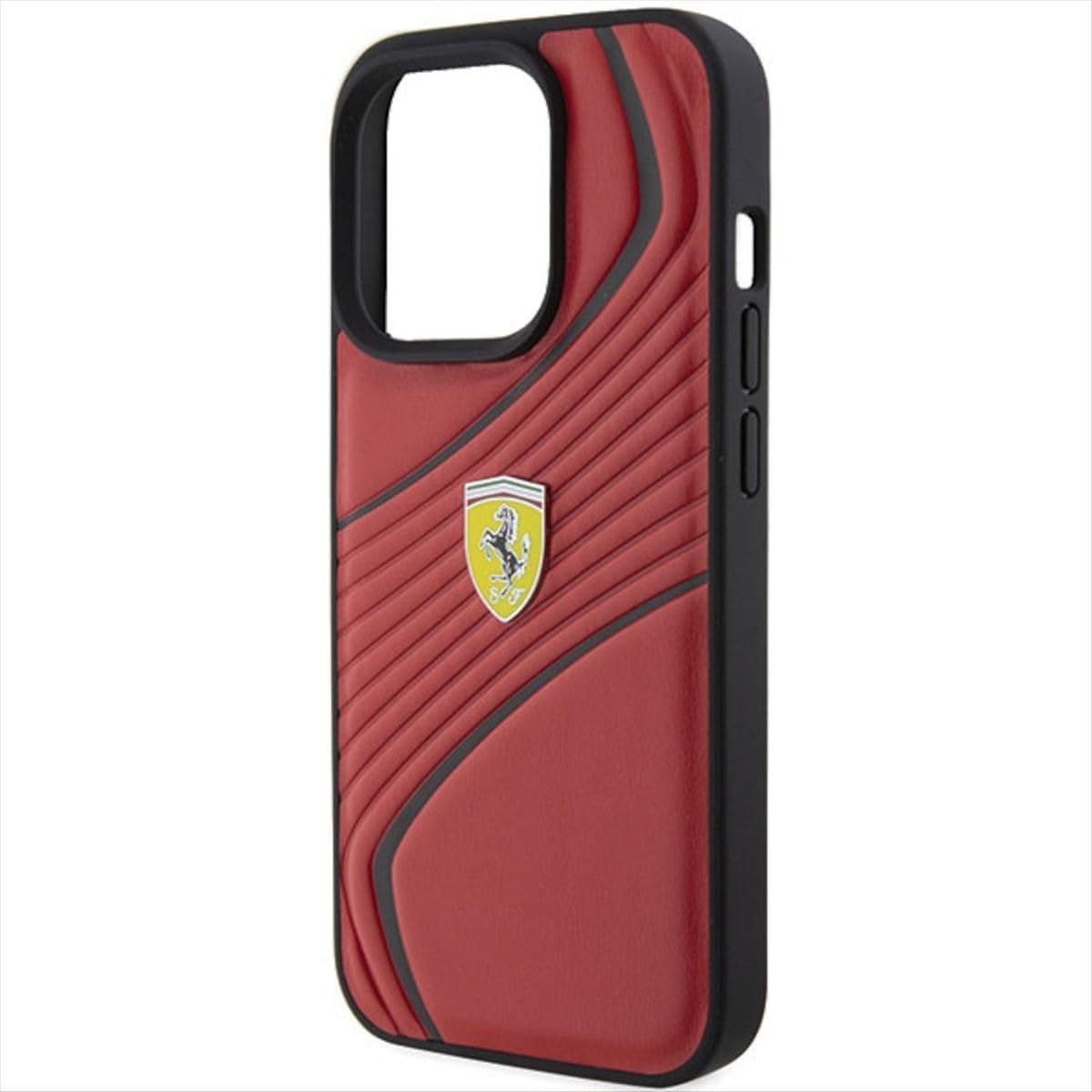 Ferrari Twist Metal Logo Case for iphone 15 Pro 6.1" Red - FEHCP15SPTWR