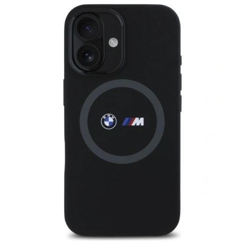 BMW M Series Silicone Hardcase with Printed Ring MagSafe Case for iPhone 16 6.1" Black - BMHMP16S23SROK