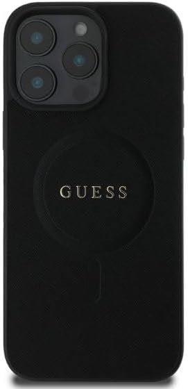 Guess Leather Saffiano Classic Logo Hardcase with MagSafe for iphone 16 Pro 6.3 Black - GUHMP16LPSAHMCK"