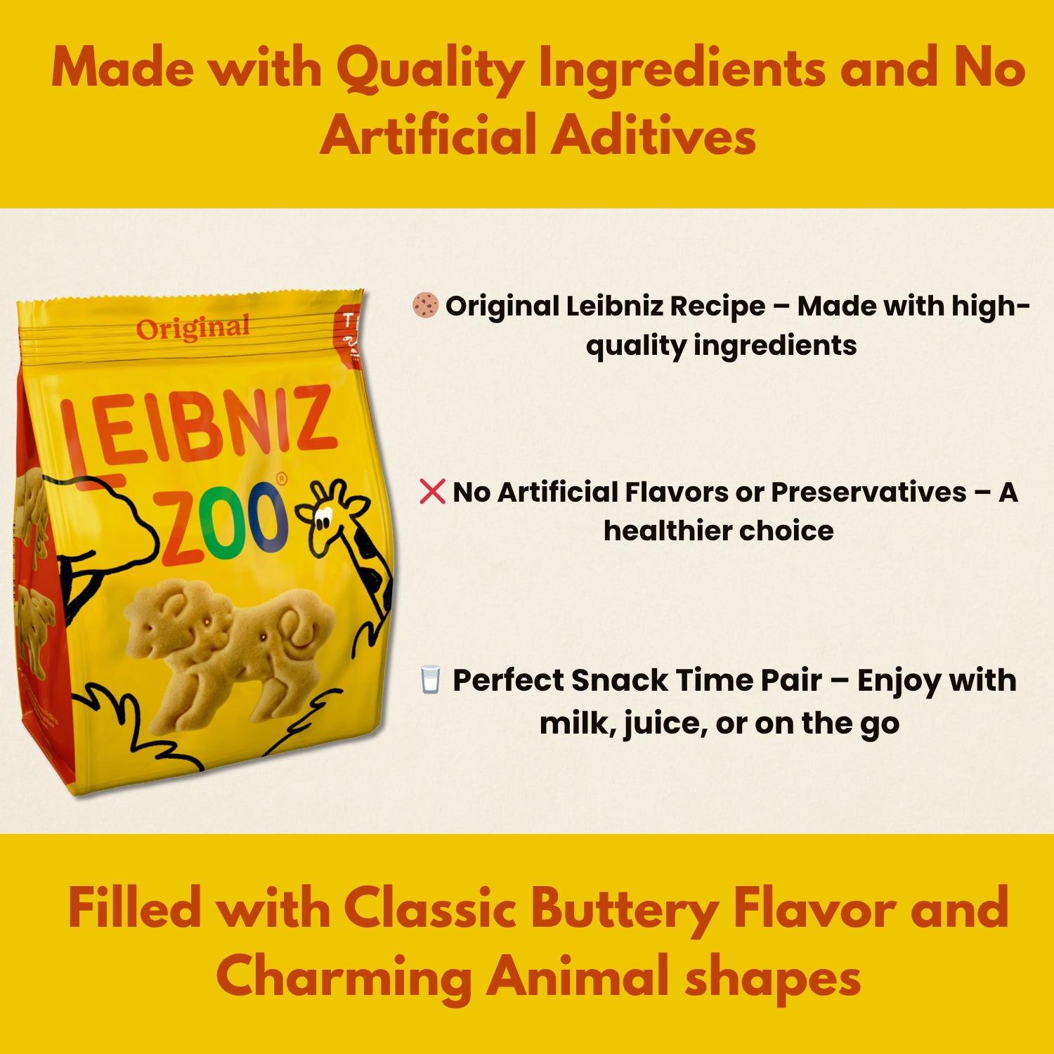 Bahlsen Leibniz Zoo Original Animal Biscuits Crunchy Snack Cookies 100g