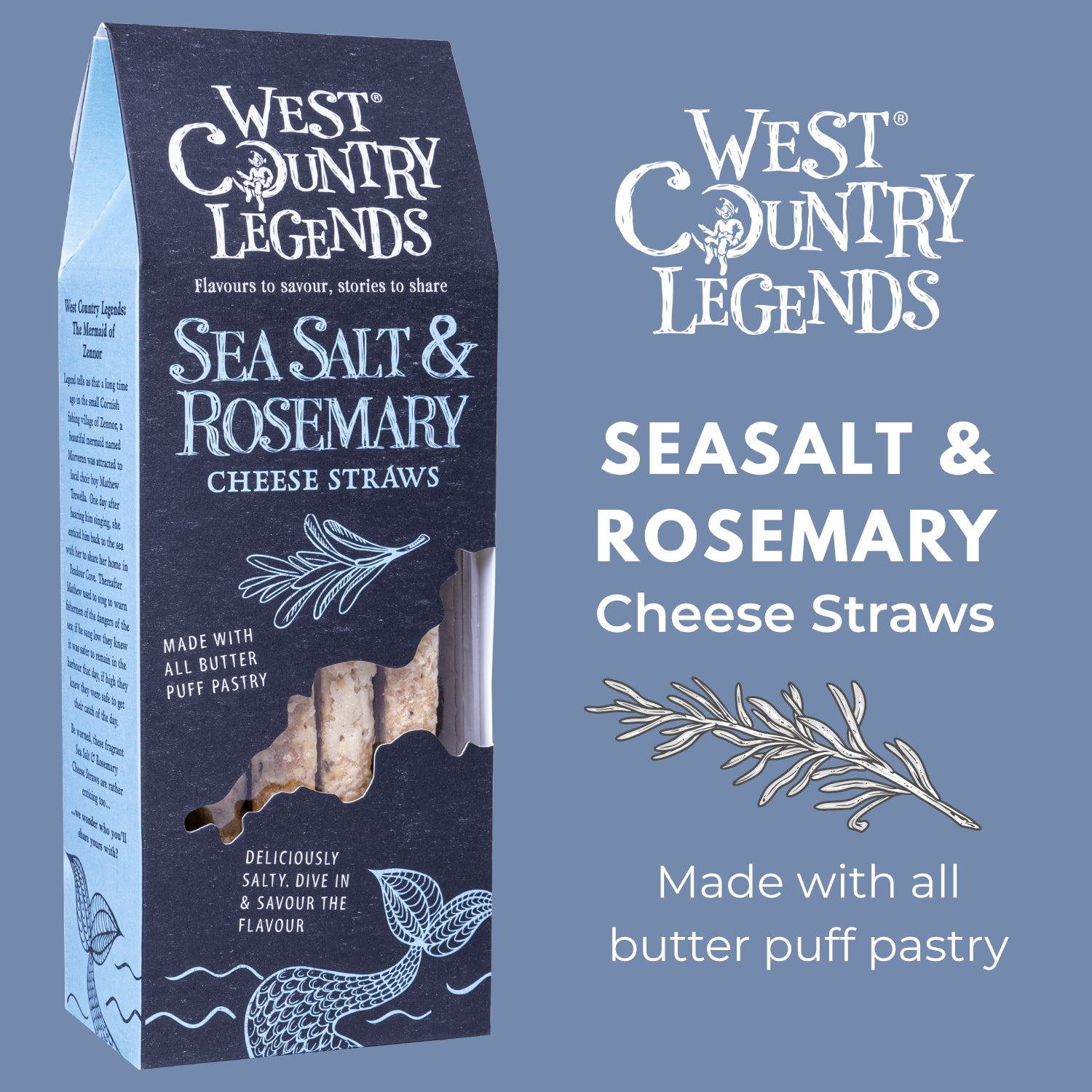 West Country Legends Sea Salt & Rosemary Flavour Cheese Straws - 100g