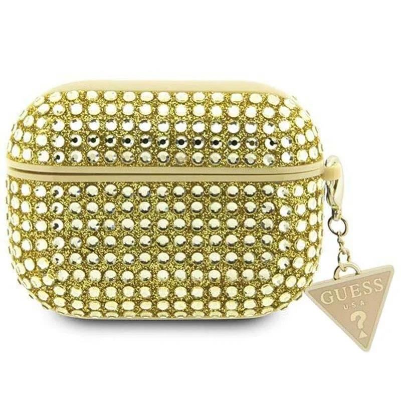 Official Guess Rhinestone Triangle Charm Case for Airpods 3 Gold - GUA3HDGTPD