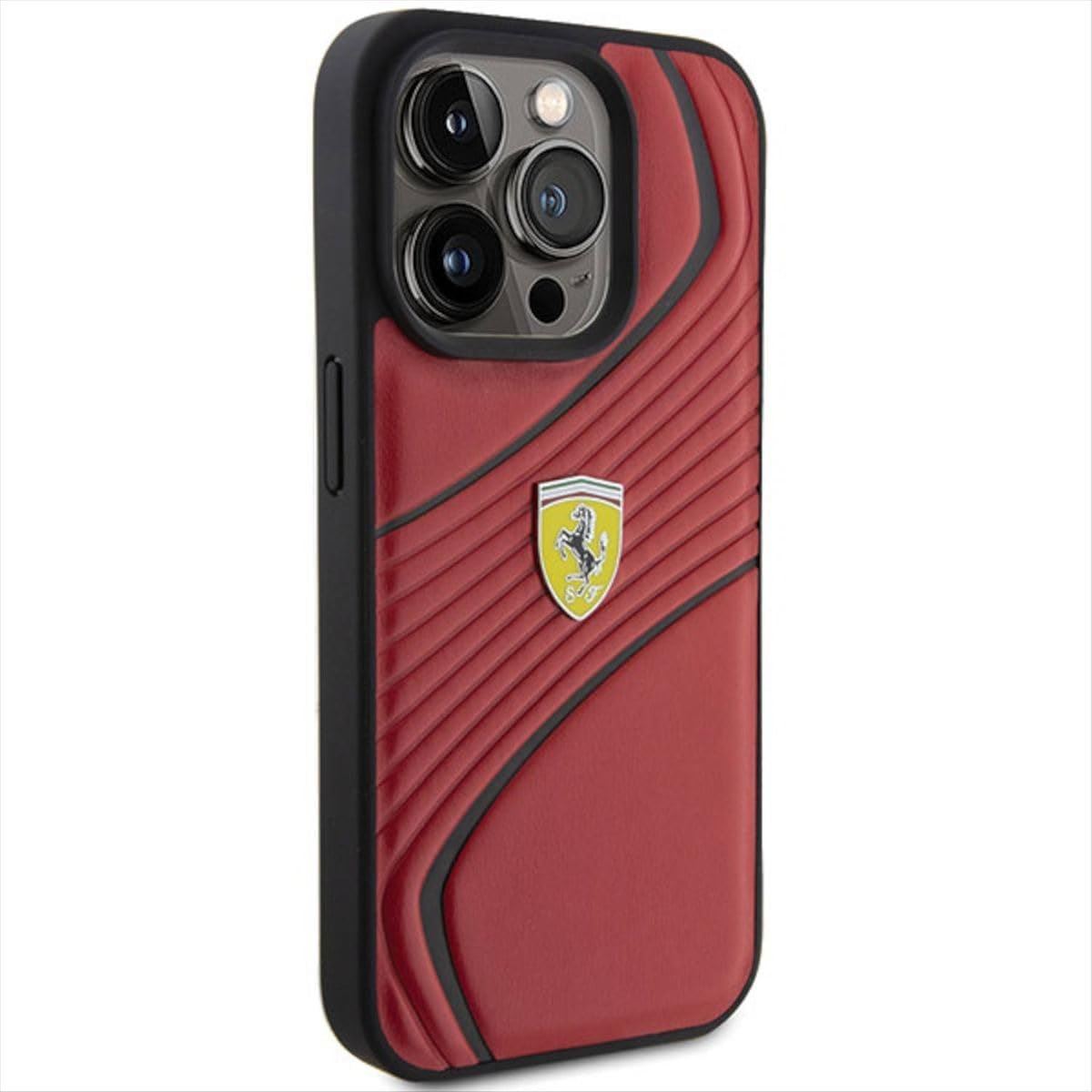 Ferrari Twist Metal Logo Case for iphone 15 Pro 6.1" Red - FEHCP15SPTWR