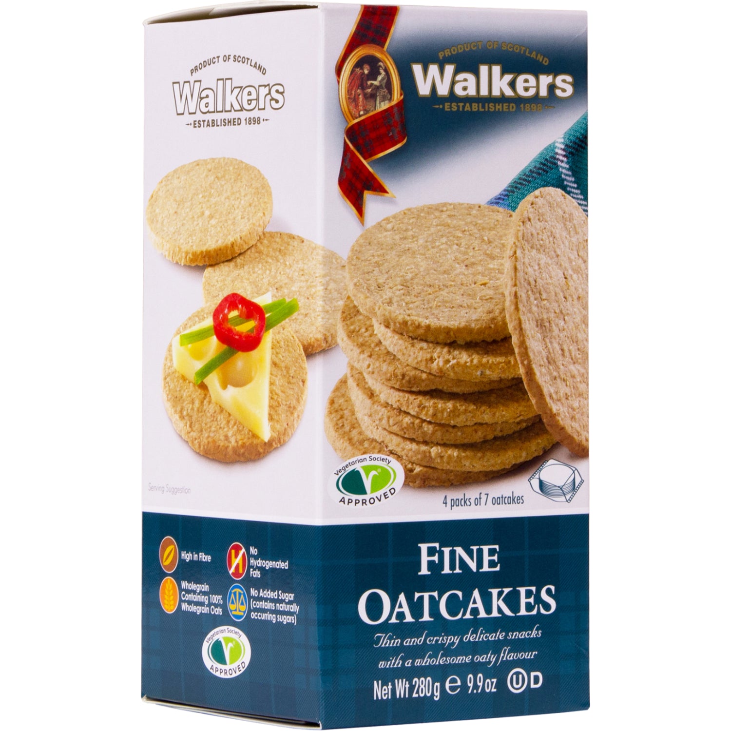 Walkers Fine Oatcakes Wholegrain Scottish Oat Crackers, High Fibre - 280g