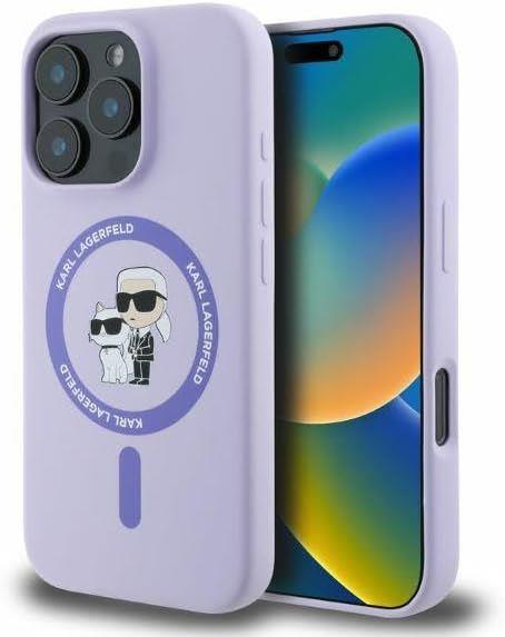 Karl Lagerfeld Silicone Karl and Choupette Hardcase with MagSafe for iphone 16 Pro Max 6.9 Purple - KLHMP16XSCMKCRHU"