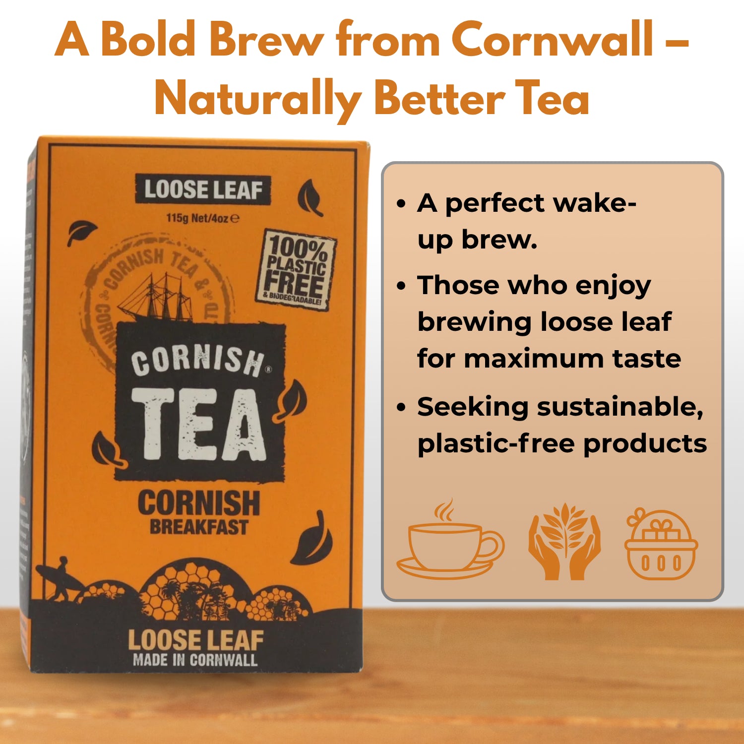 Cornish Tea Breakfast Loose Leaf Plastic Free & Biodegradable Tea Bags 115g