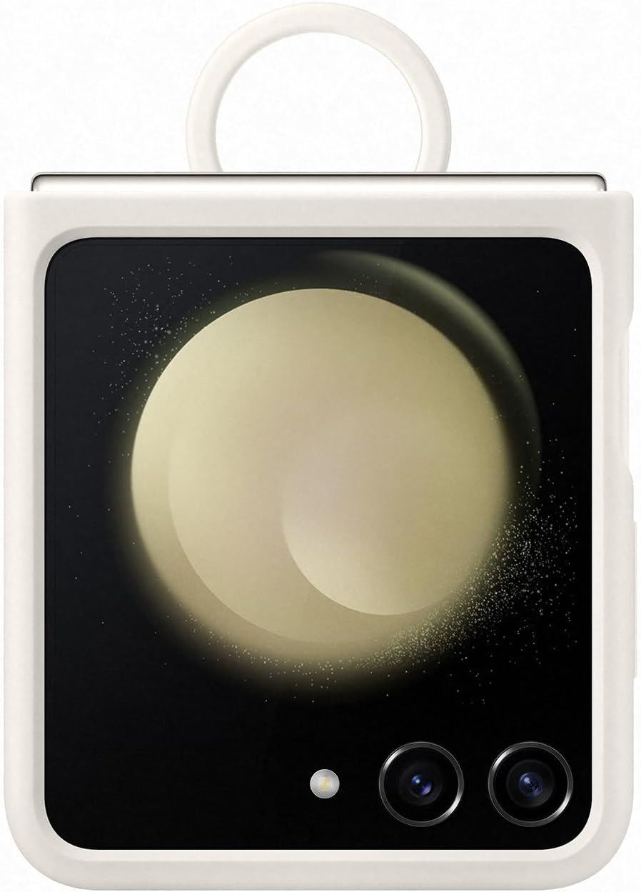 Official Samsung Galaxy Z Flip 5 Silicone Case with Ring Cream - EF-PF731TUEGWW