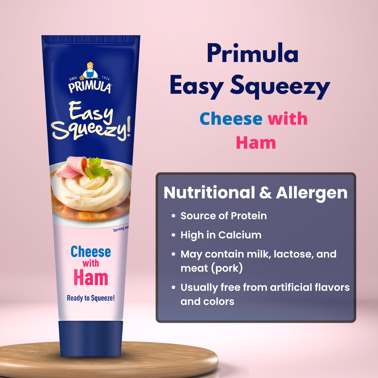 Primula Cheese with Ham Easy Squeezy Tube Ready to Use Spread - 100g