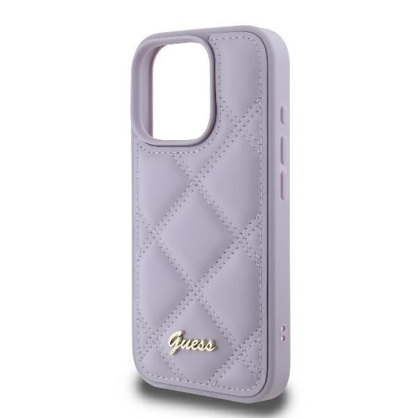 Guess Quilted Metal Logo Case for iPhone 16 Pro 6.3" Light Purple