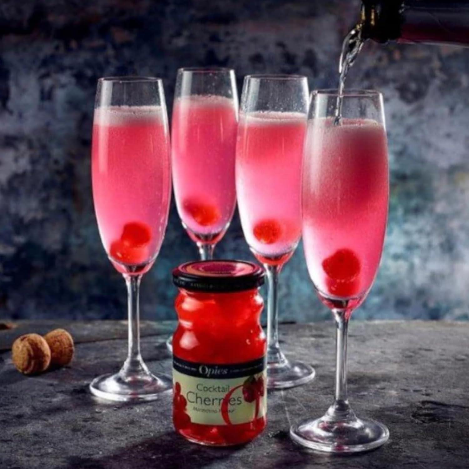 Opies Red Cocktail Cherries Garnish for Drinks, Ice Cream & Baking - 225g