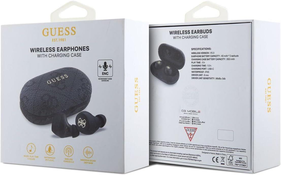 Guess 4G Metal Logo True Wireless Earbuds with Charging Case Black - GUTWSP4EGK
