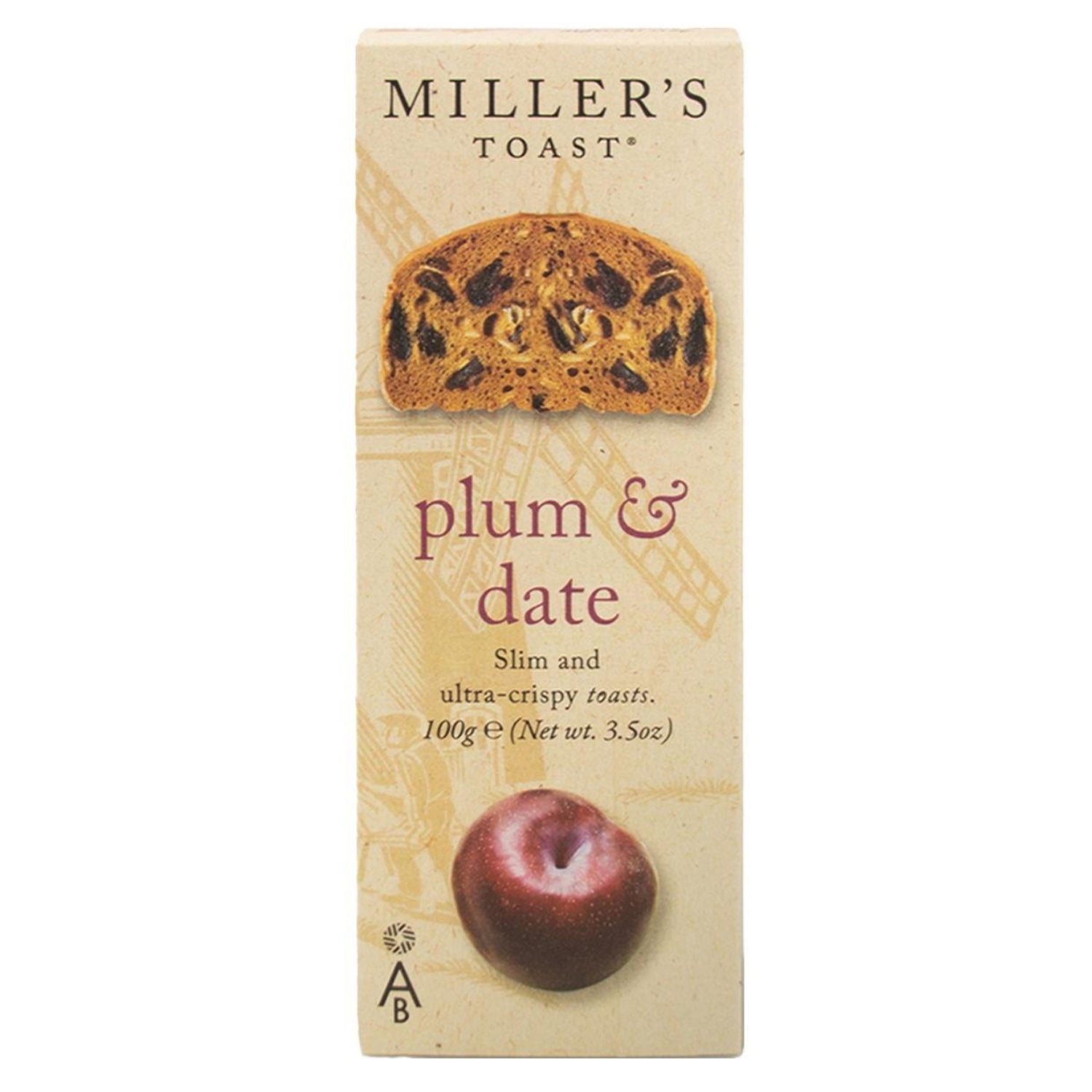 Millers Toast Plum & Date Artisan Slim & Ultra-Crispy Toasts - 100g