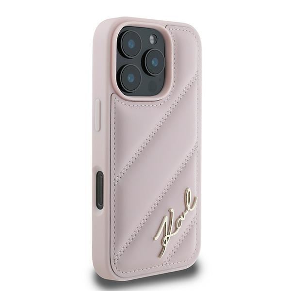 Karl Lagerfeld Quilted Signature Case for iPhone 16 Pro Max 6.9" Pink