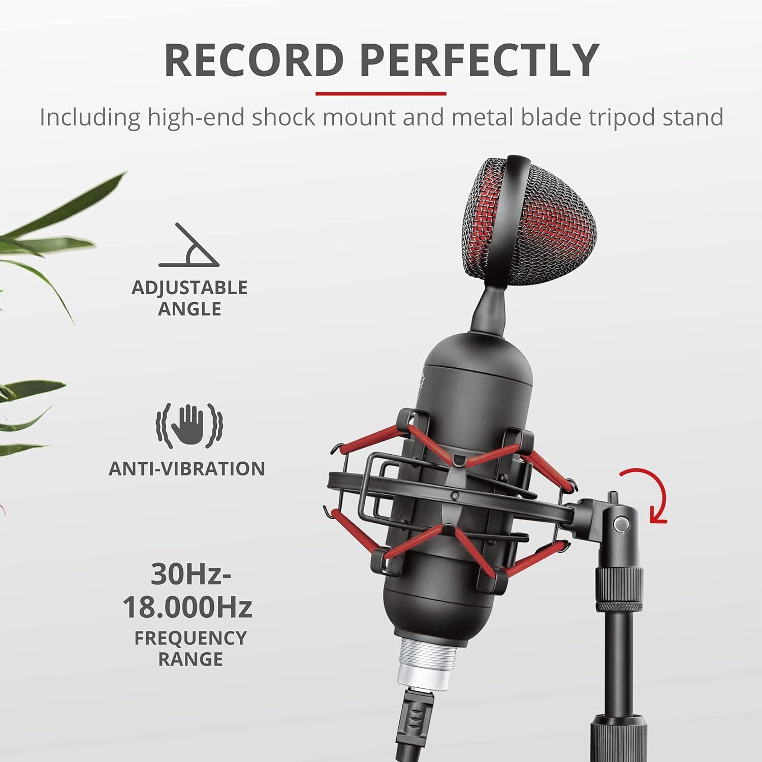 Official Trust GXT 244 Buzz USB Streaming Microphone with Tripod Stand Black - 23466