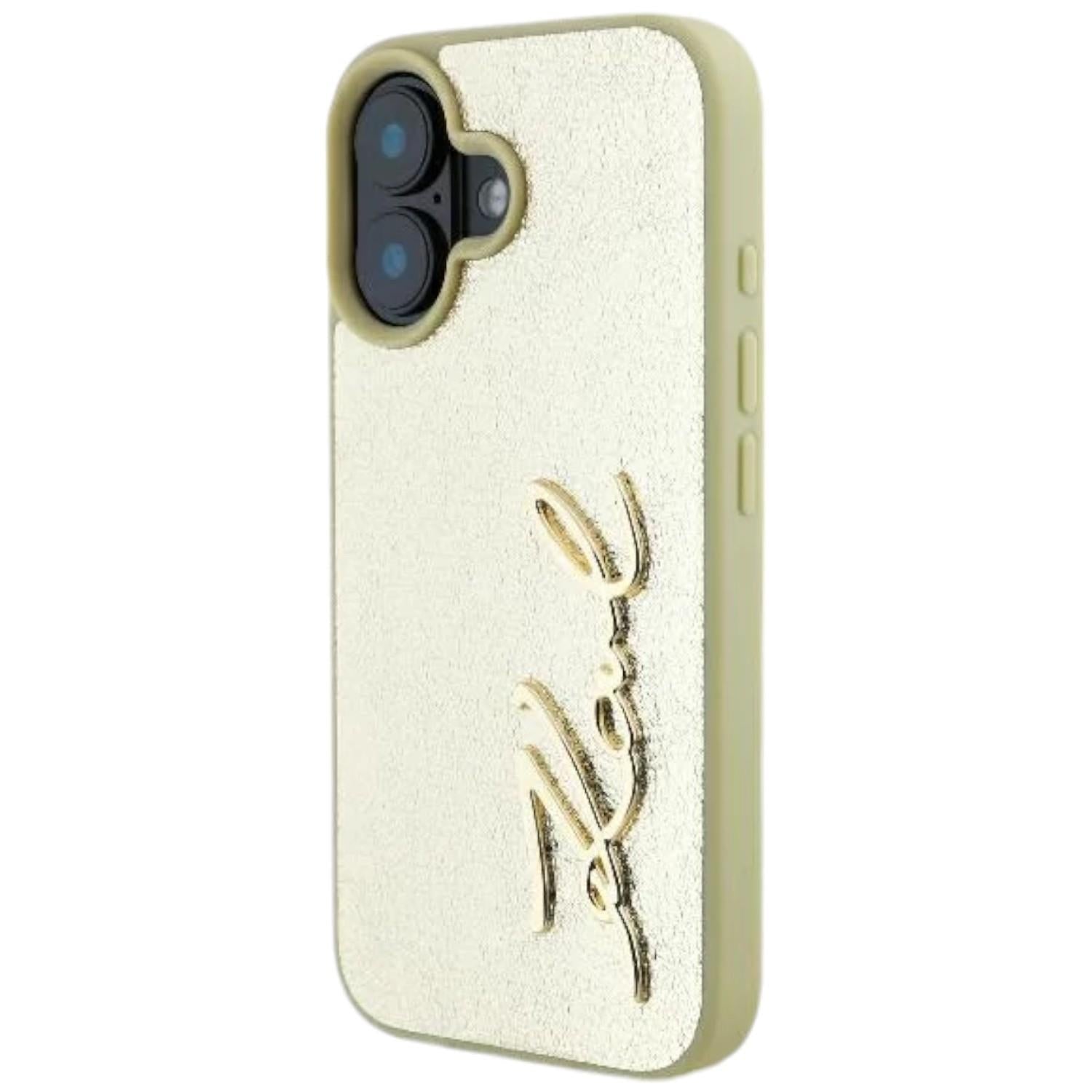 Karl Lagerfeld Metal Signature Case for iPhone 16 6.1" Gold - KLHCP16SPFMFBKMD
