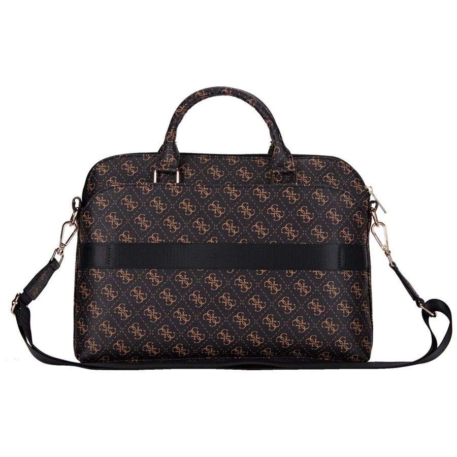 Guess 4G Triangle Logo Zipper Pocket 15" Laptop Bag Black/Brown - GUCB15PG4TGNK