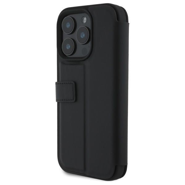 BMW Signature Leather Wordmark Bookcase for iPhone 16 Pro Max 6.9" Black - BMBKP16S23RMRLK