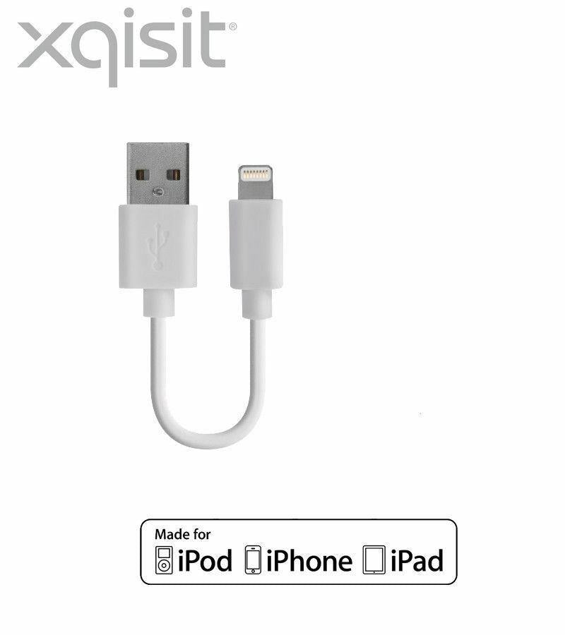 Xqisit Sync & Charge White Lightning USB Cable 9cm for iphone 6 7 8 XR XS Max