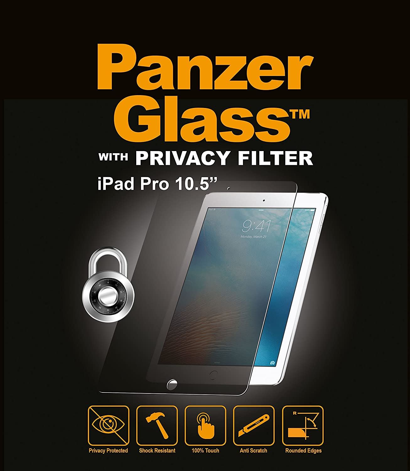 Official Panzer Glass Privacy Screen Protector for ipad Pro 10.5"/Air 2019 Black - 1Z60172
