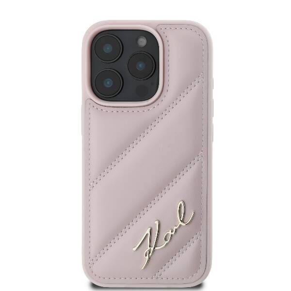 Karl Lagerfeld Quilted Signature Case for iPhone 16 Pro 6.3" Pink