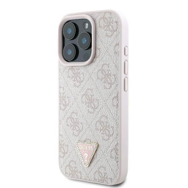 Guess Leather Metal Logo Strass Crossbody Case for iPhone 16 Pro 6.3" Pink