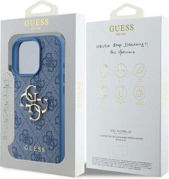 Guess 4G Big Logo Case for iPhone 16 Pro Max 6.9" Blue