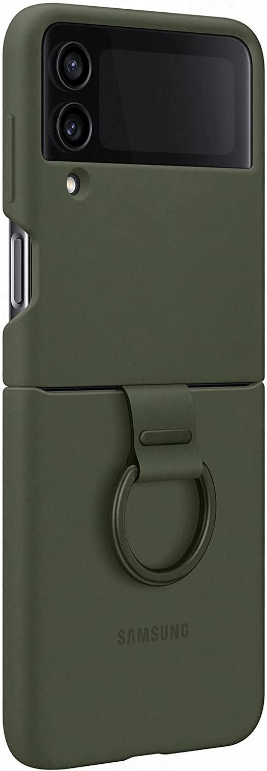 Official Samsung Galaxy Z Flip 4 Silicone Cover with Ring Khaki - EF-PF721TGEGWW