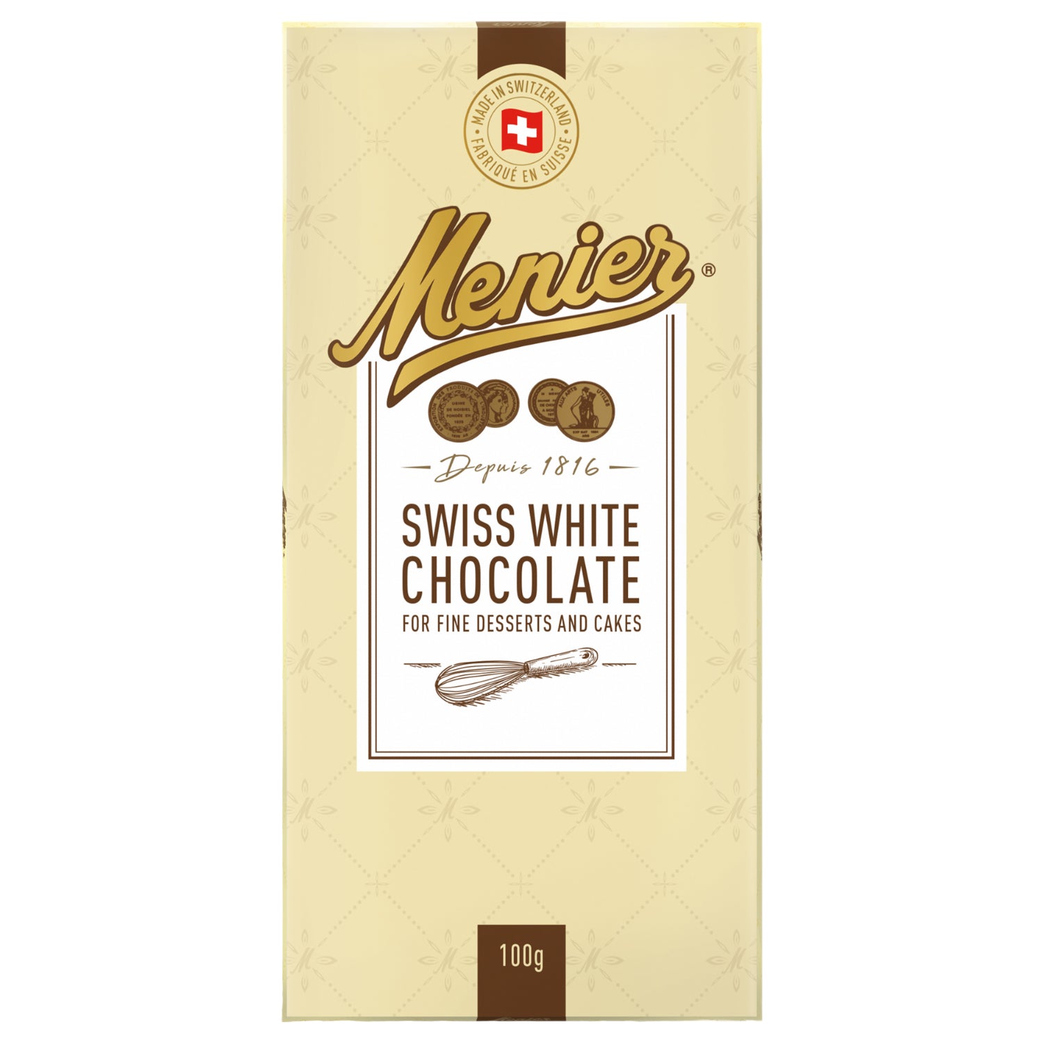Menier Swiss White Chocolate for Fine Desserts and Cakes - 100g