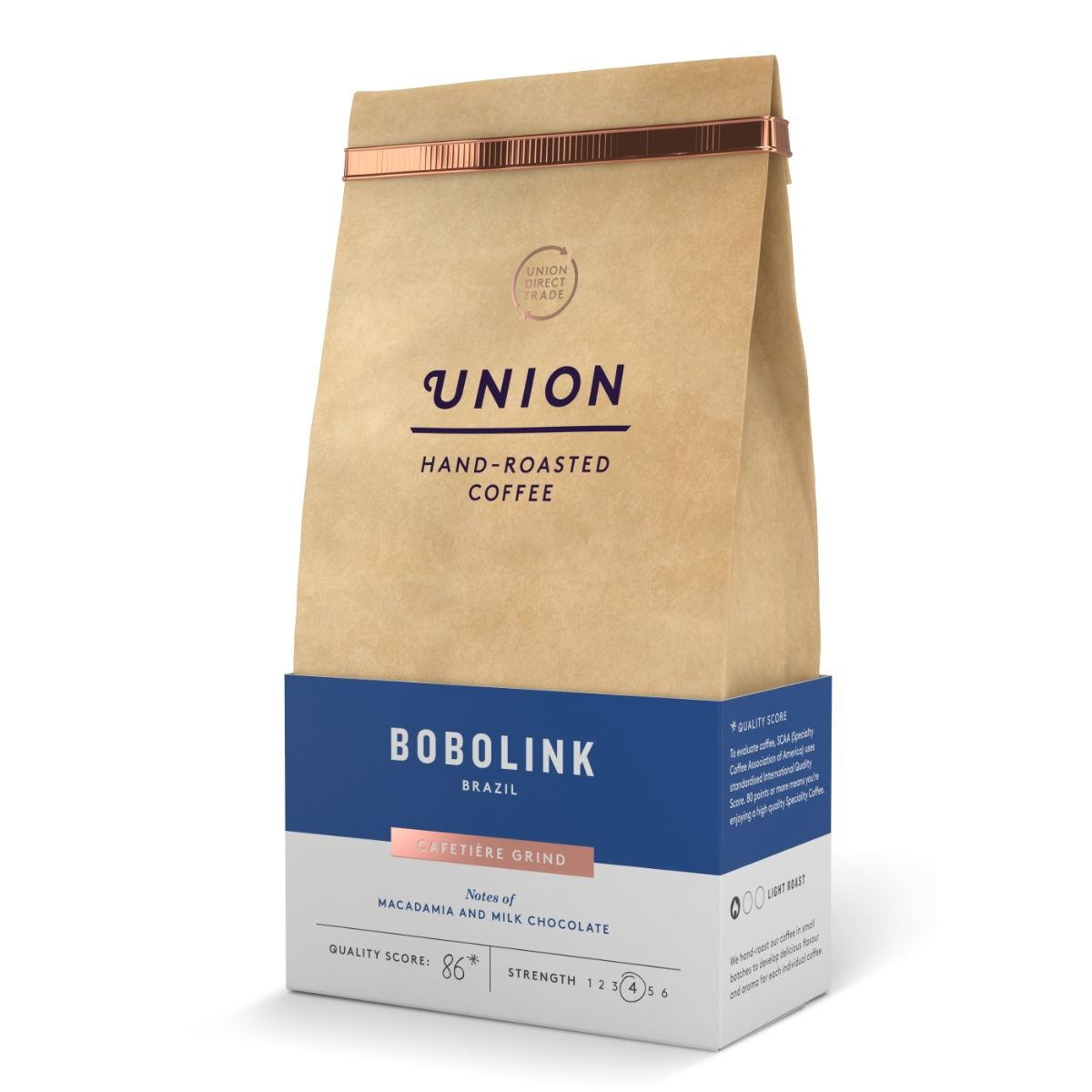 Union Coffee Hand-Roasted Coffee Bobolink Brazil - Cafetiere Grind - 200g