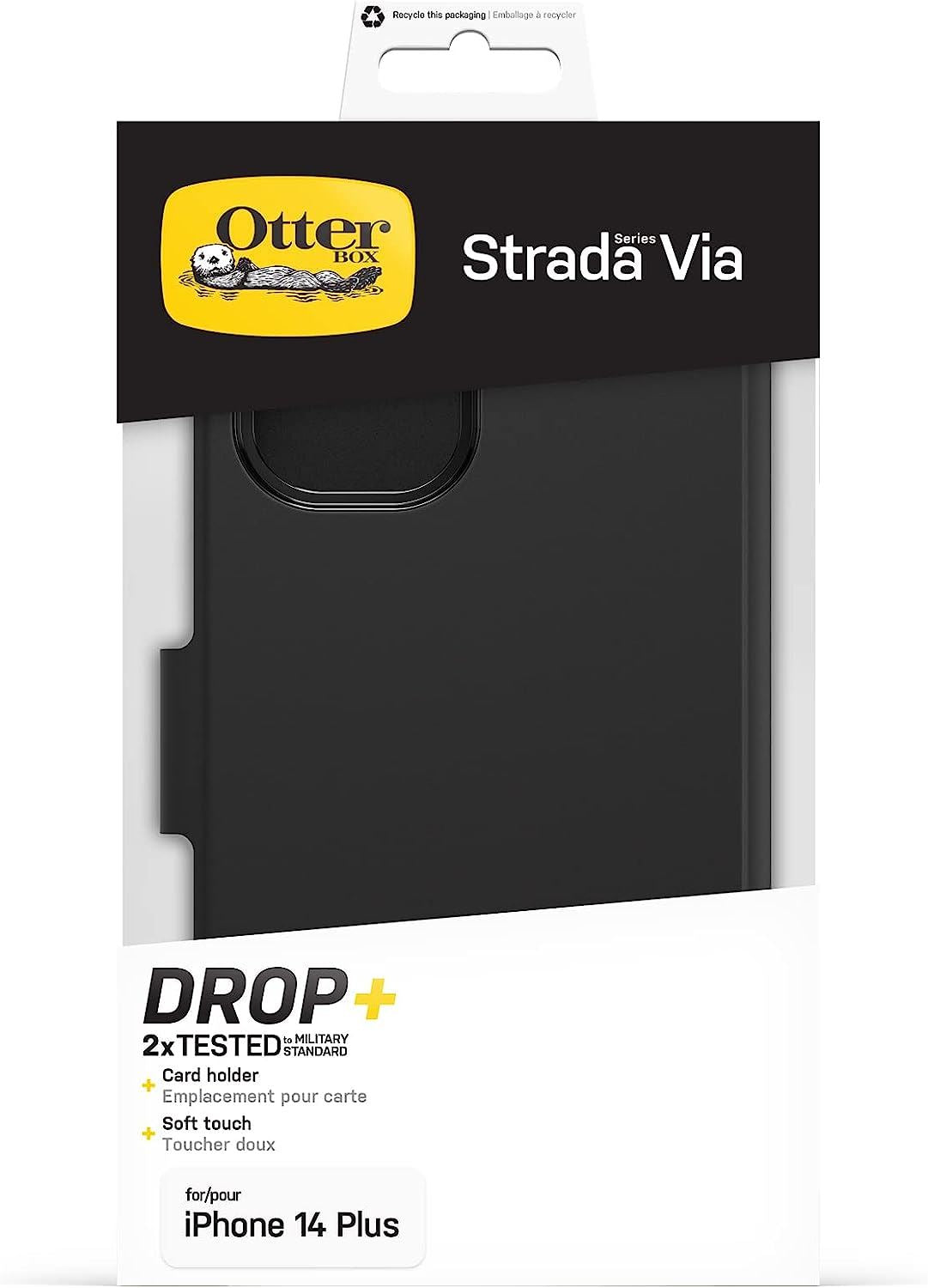 Official Otterbox Strada Series Via for iphone 14 Plus 6.7" Black 77-88740