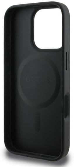 Guess Leather 4G Printed Stripes Hardcase with MagSafe for iphone 16 Pro 6.3 Black - GUHMP16LP4RPSK"