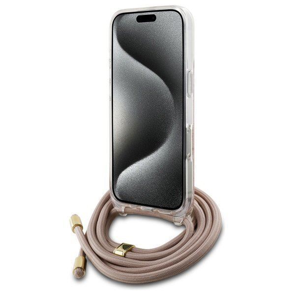 Guess 4G Crossbody Cord Print Case for iPhone 16 6.1" Pink - GUHCP16SHC4SEP