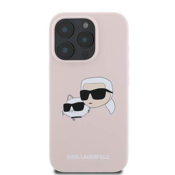 Karl Lagerfeld Liquid Silicone Karl and Choupette Head Case for iphone 16 Pro 6.3" Pink - KLHMP16LSKCHPPLP