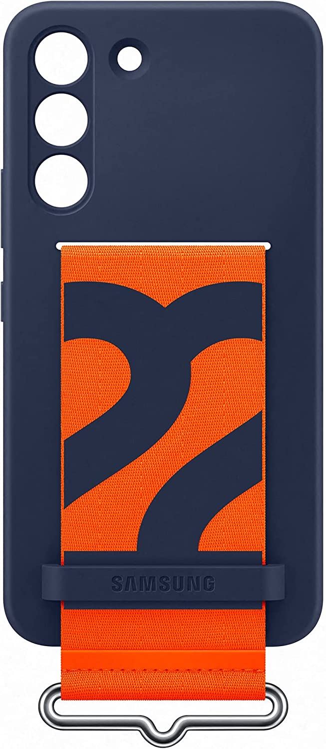 Official Samsung Galaxy S22 Silicone Cover with Strap Navy - EF-GS901TNEGWW