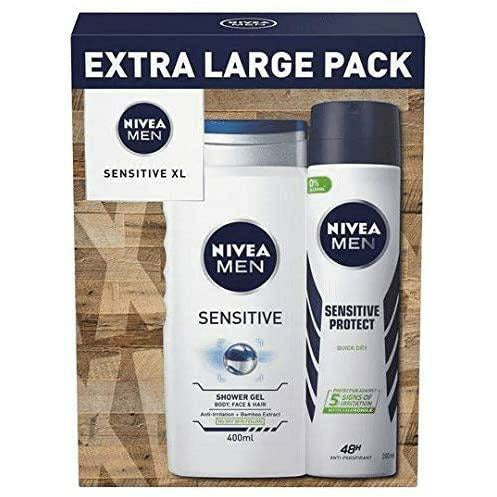 Nivea Men Sensitive XL Giftset Shower Gel 400ml, Anti Perspirant Deodorant 200ml