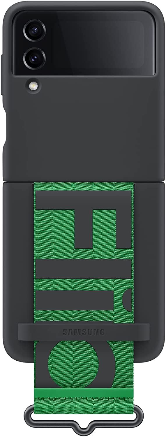 Official Samsung Galaxy Z Flip 4 Silicone Cover with Strap Black - EF-GF721TBEGWW