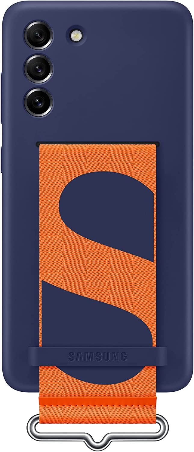 Official Samsung Galaxy S21 FE Silicone Cover with Strap Navy - EF-GG990TNEGWW