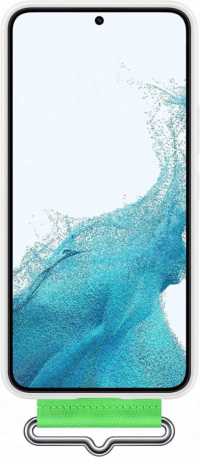 Official Samsung Galaxy S22 Silicone Cover with Strap White - EF-GS901TWEGWW
