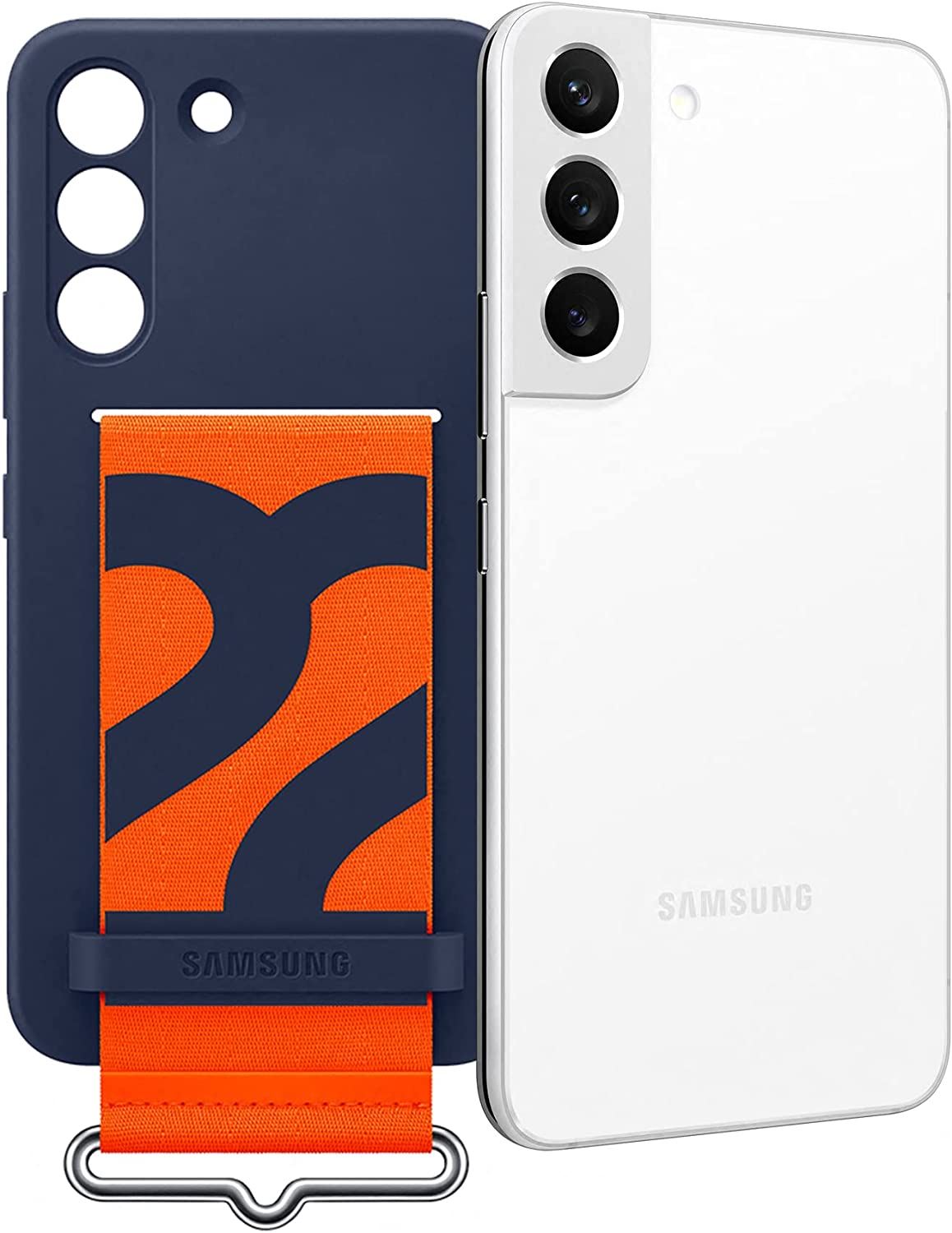Official Samsung Galaxy S22 Silicone Cover with Strap Navy - EF-GS901TNEGWW