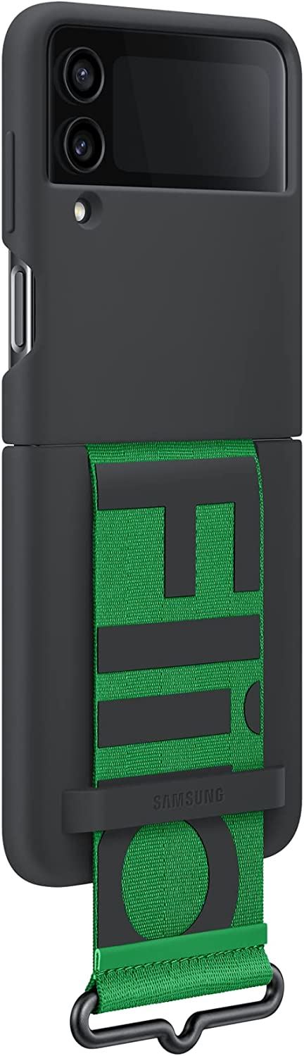Official Samsung Galaxy Z Flip 4 Silicone Cover with Strap Black - EF-GF721TBEGWW