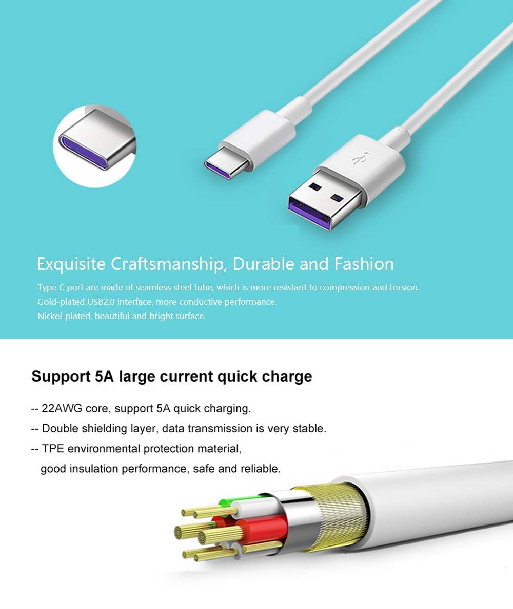 Official Huawei AP71 5A 1m USB A to C Cable White - 4071497