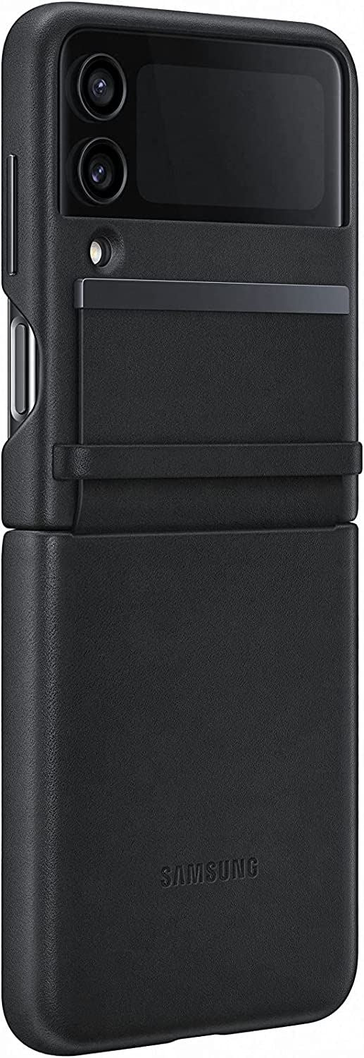 Official Samsung Galaxy Z Flip 4 Flap Leather Cover Black - EF-VF721LBEGWW