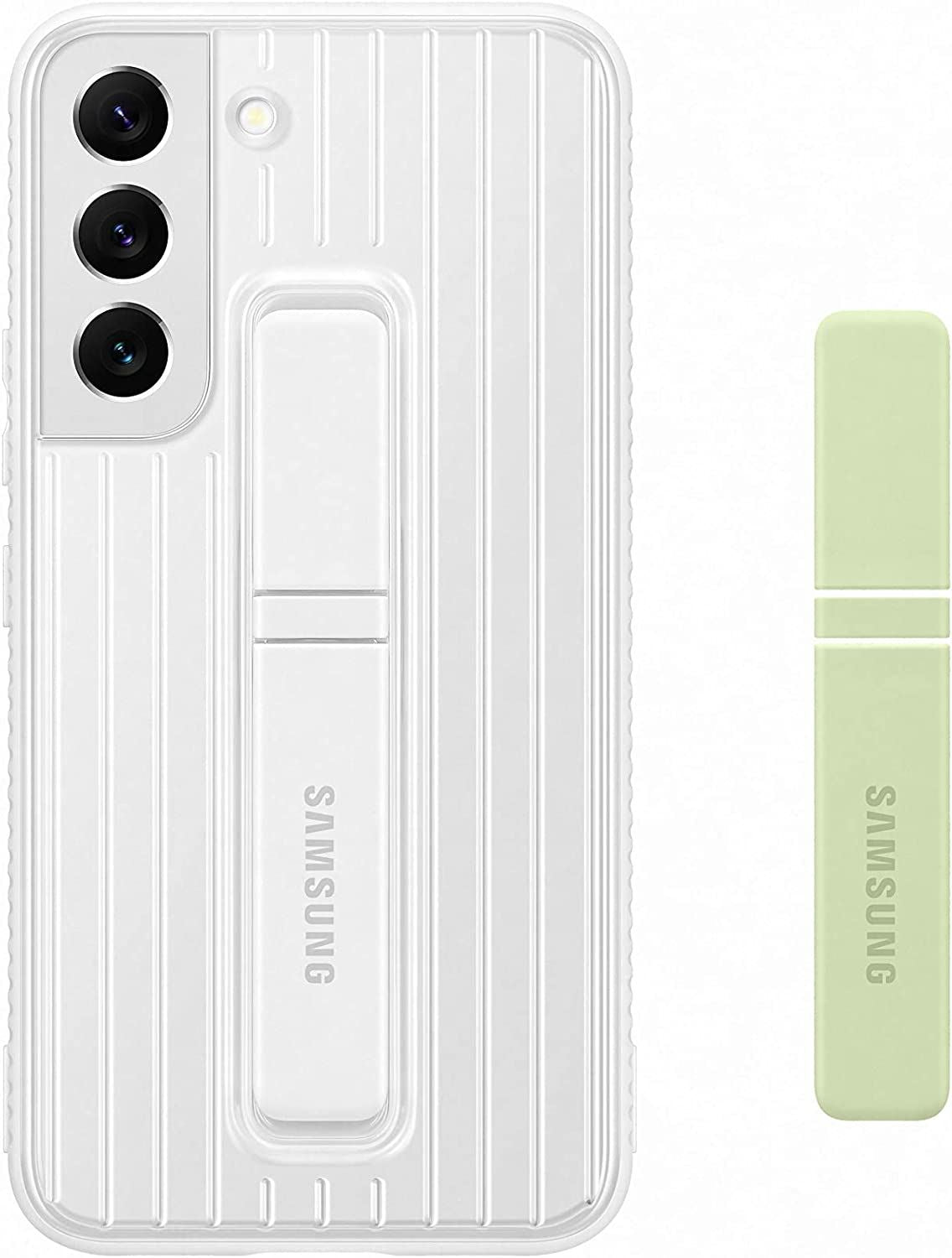 Official Samsung Galaxy S22 Protective Standing Cover White/Green - EF-RS901CWEGEW