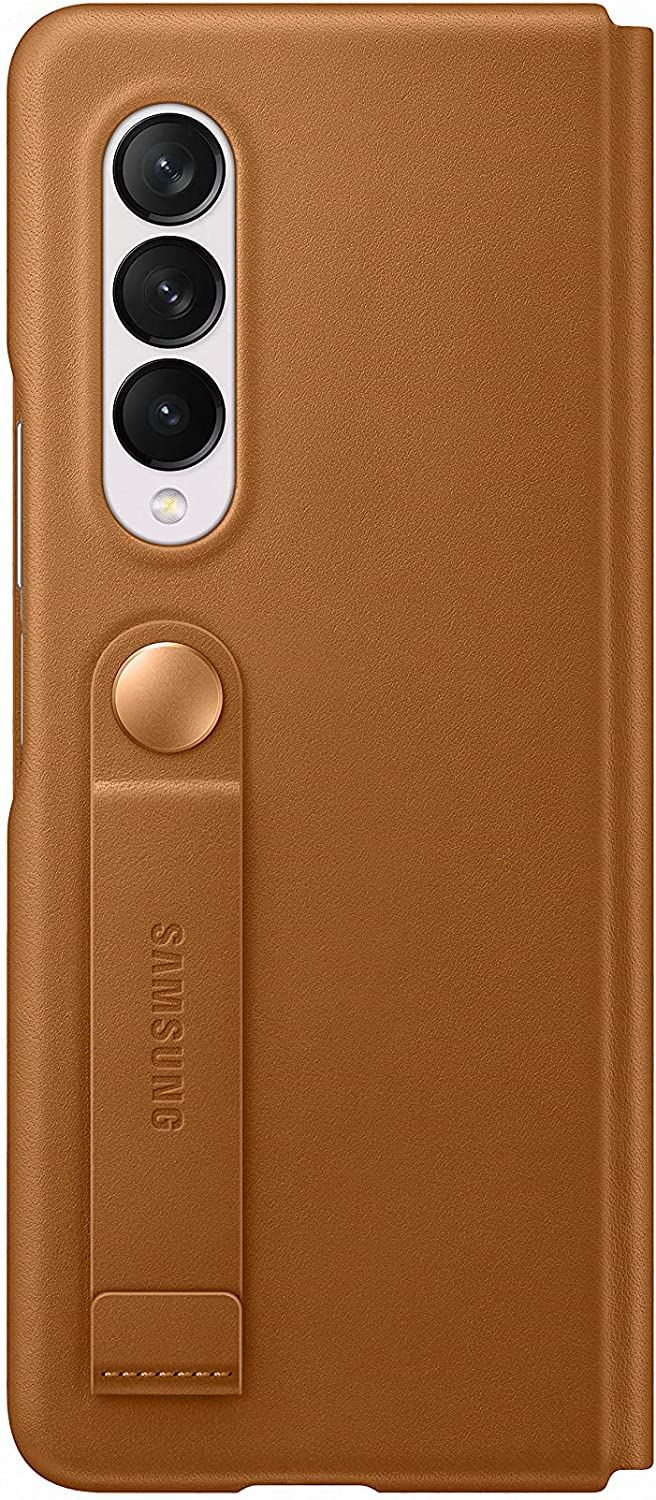 Official Samsung Galaxy Z Fold 3 Leather Flip Cover Brown - EF-FF926LAEGWW