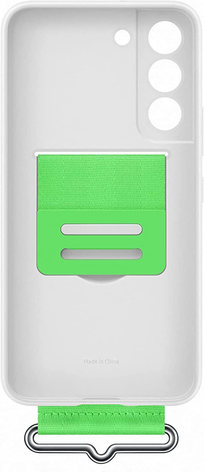 Official Samsung Galaxy S22 Silicone Cover with Strap White - EF-GS901TWEGWW