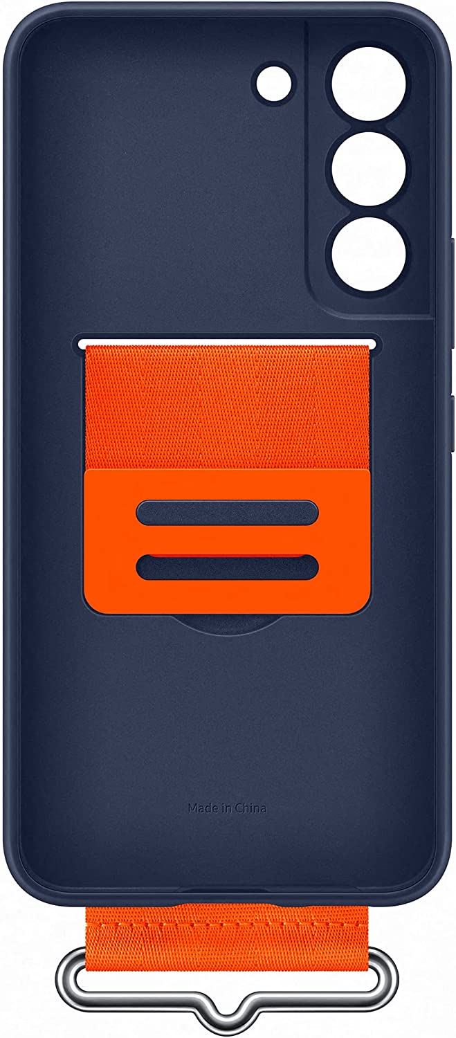 Official Samsung Galaxy S22 Silicone Cover with Strap Navy - EF-GS901TNEGWW