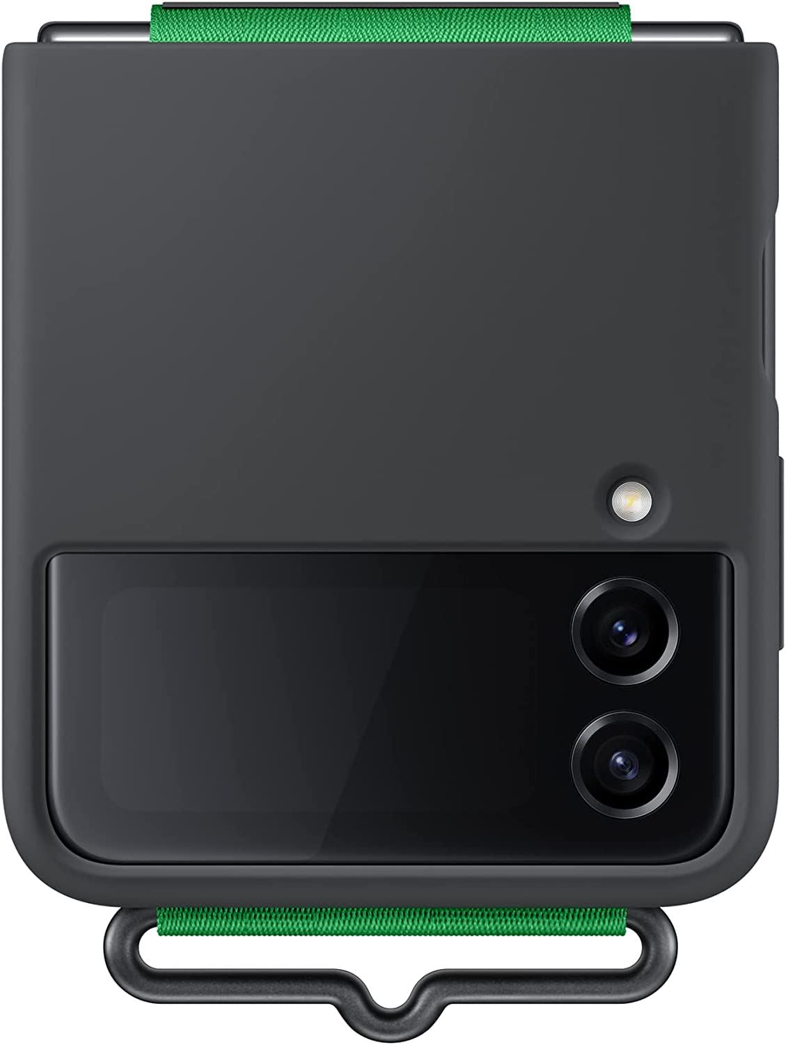 Official Samsung Galaxy Z Flip 4 Silicone Cover with Strap Black - EF-GF721TBEGWW